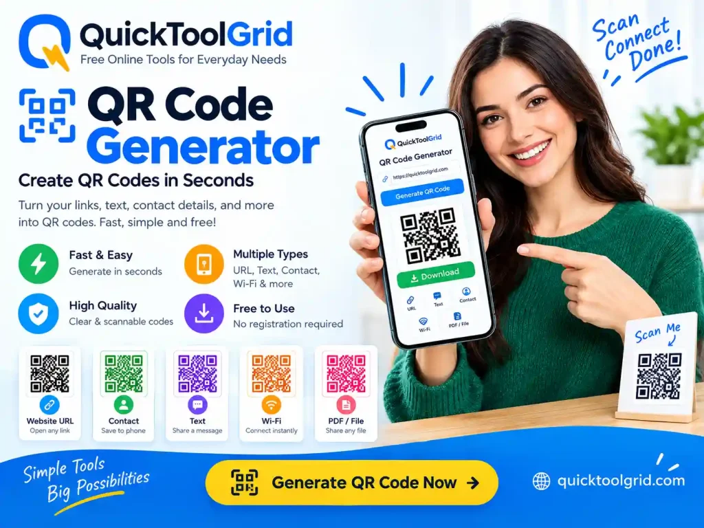 Free QR Code Generator – Logo, SVG & GIF QuickToolGrid
